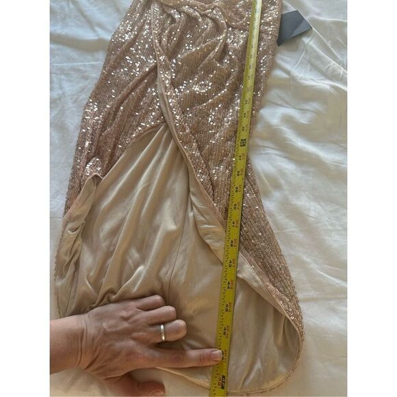 Lulus Glamorous Arrival Rose Gold Sequin Midi Tulip Dress Size S - Picture 7 of 8